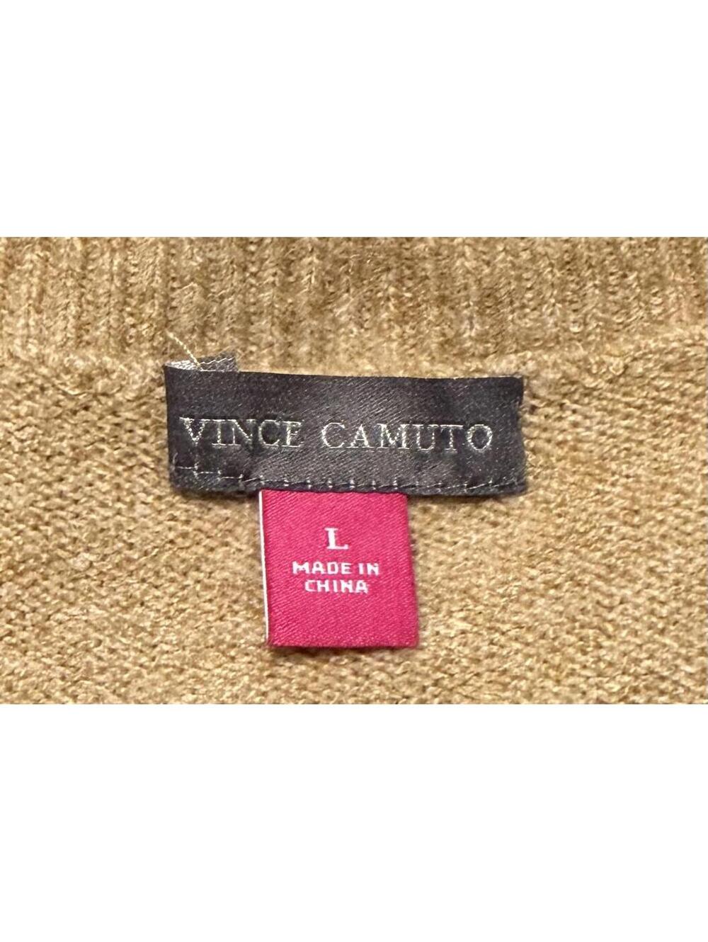 Vince Camuto Oversized Intarsia Red Heart Pullover Sweater Tan Long Sleeve, L - Picture 4 of 5
